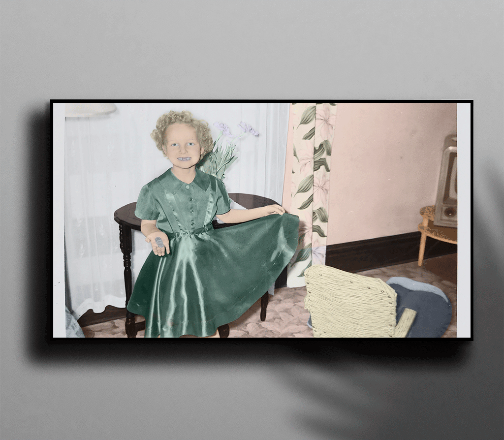 mockup of restored image of family member