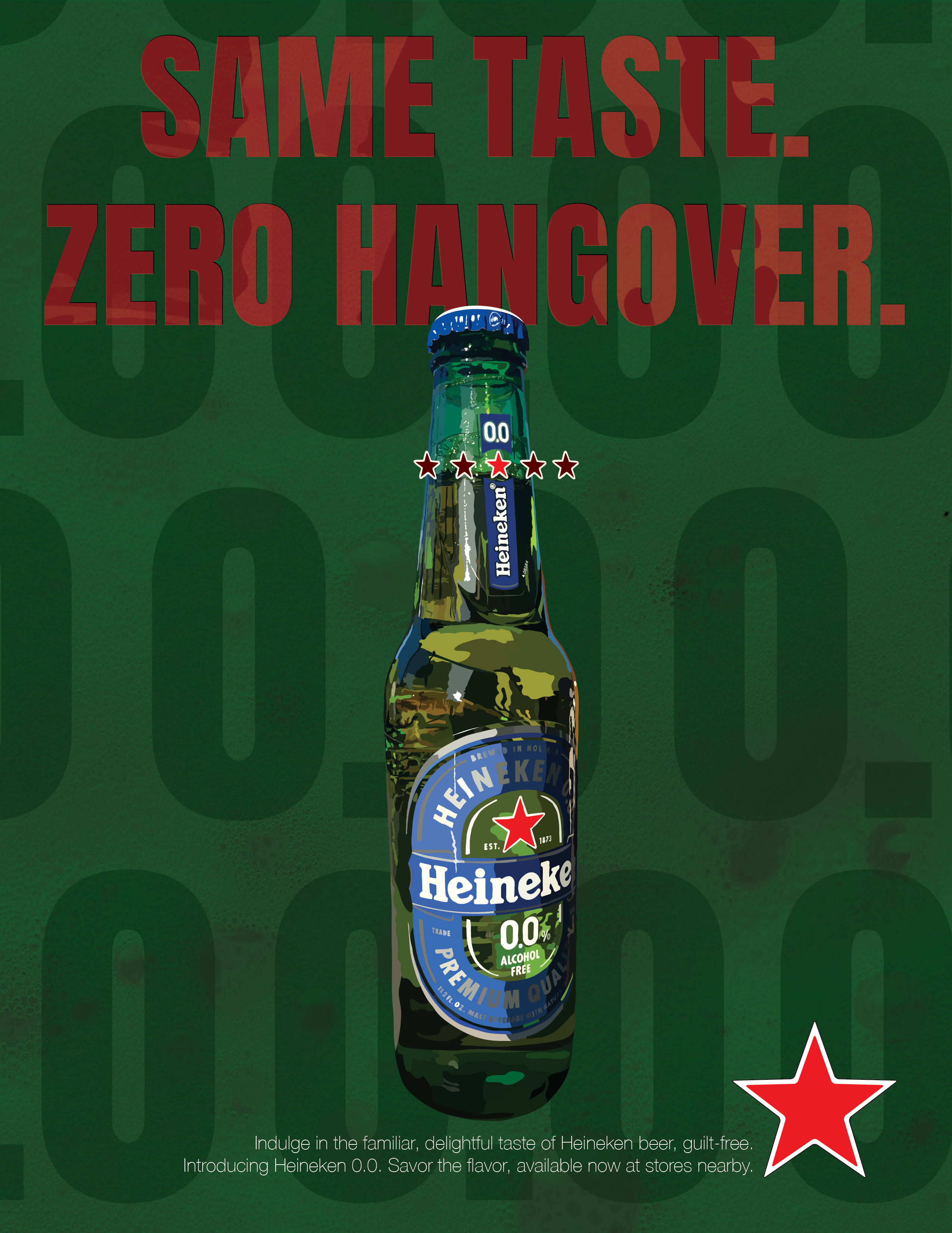 magazine ad for heineken 0.0 designed by megan kreie